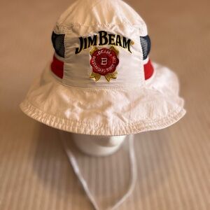 Jim Beam White Bucket Hat with Red and Black Details
